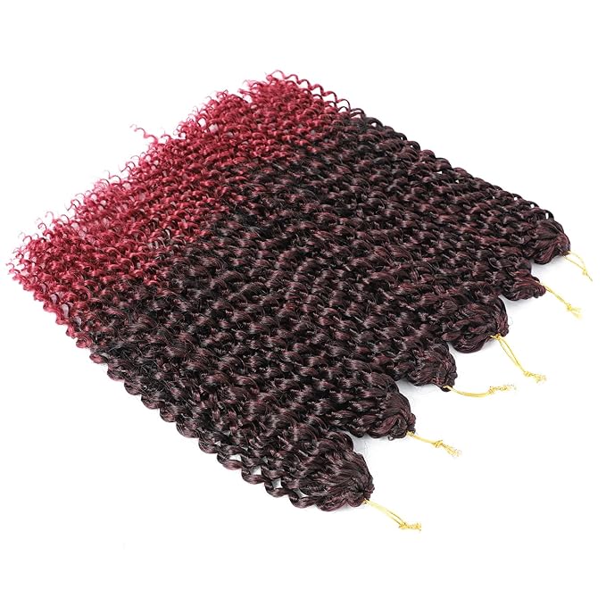 Alrence Passion Twist Hair 14 Inch 8 Packs Water Wave Crochet Hair Curly Braiding Hair For Butterfly Locs Long Bohe Crochet Braids (14 Inch (Pack of 8), 1B/BG)