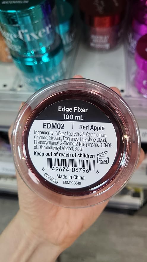 Red by Kiss Edge Fixer Hair Shine Gel, 24 Hour Max Hold, Non-Flaking, Biotin B7 Infused, Natural Styling, Professional Edge Control Wax, Perfect for Braiding (Red Apple)