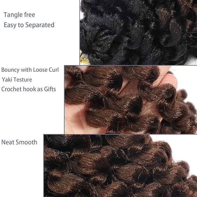 Short Jamaican Bounce Crochet Hair 3 Packs 2X Ringlet Wand Curl Crochet Hair 8 Inch Curly Crochet Braiding Hair 60 Roots