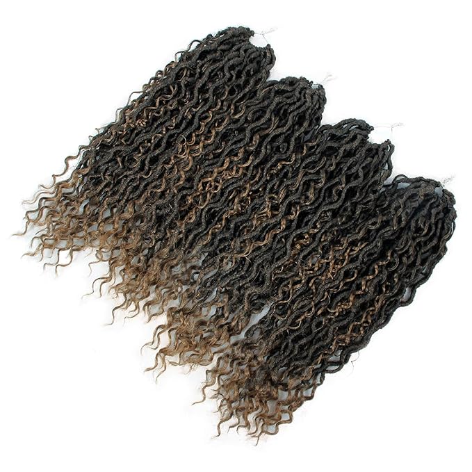 Goddess Locs Crochet Hair 18Inch Faux Locs With Curly Ends Synthetic Crochet Hair Pre Looped Boho Faux locs Bohemian Crochet Braids 4Packs(1B/27, 18inch)