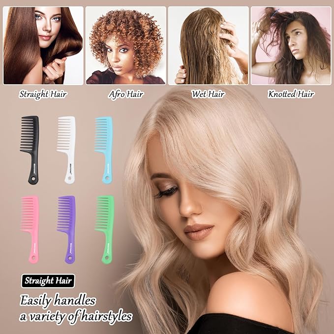 2PCS Large Wide Tooth Comb, Shower Combs, Hair comb for wet curly hair, Durable Hair Brush for Best Styling and Professional Hair Care(1Blue,1Green)