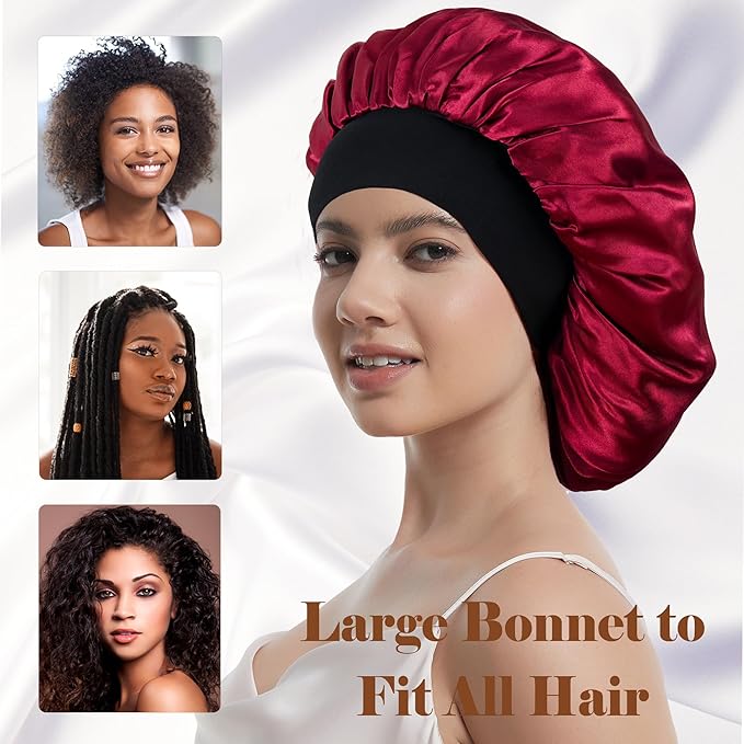 Silk Bonnet for Men Women, Satin Hair Bonnets for Sleeping, Double Layer Large Unisex Sleep Cap for Curly Hair Braids