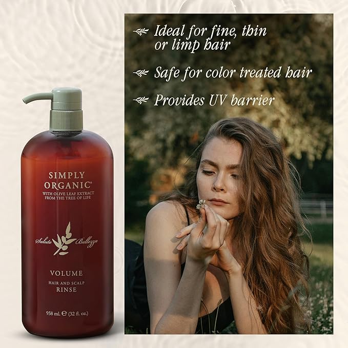 Thinning Hair Volumizing Deep Conditioner Scalp Rinse, Made in Italy, All Natural Cruelty Free Hair Care for Women & Men, Lavender, Mint, Olive Leaf Extract with Pump, 32 fl oz/958 ml, VOLUME