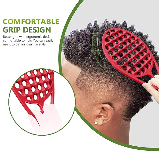 KOUPA Magic Silicone Curly Hair Brush, One Piece Twist Curl Comb for Afro Curls, Washable Hair Tool for Men Women, Red, 1 Piece