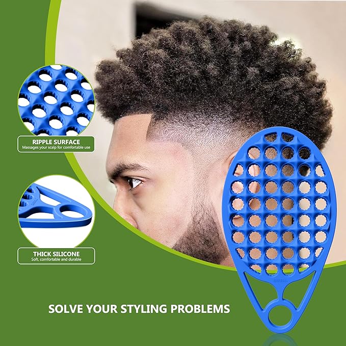 KOUPA Magic Silicone Curly Hair Brush, One Piece Twist Curl Comb for Afro Curls, Washable Hair Tool for Men Women, Blue, 1 Piece
