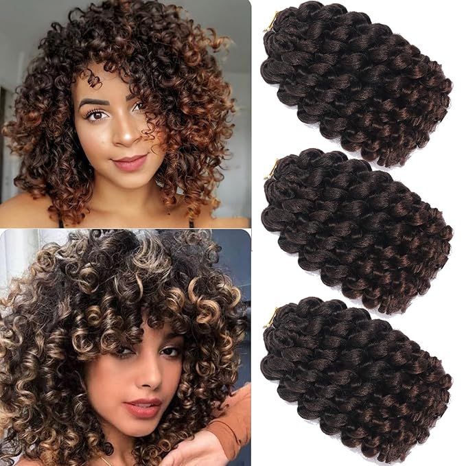 3 Packs Jamaican Bounce Crochet Hair 2X Ringlet Wand Curl 8 inch Synthetic Crochet Hair Extensions Crochet Braiding Hair 20 Roots T30
