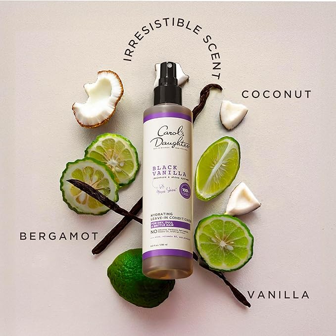 Carol's Daughter Black Vanilla Leave In Conditioner for Curly, Wavy or Natural Hair, Moisturizing Hair Care for Dry, Dull or Brittle Split Ends, 8 Fl Oz