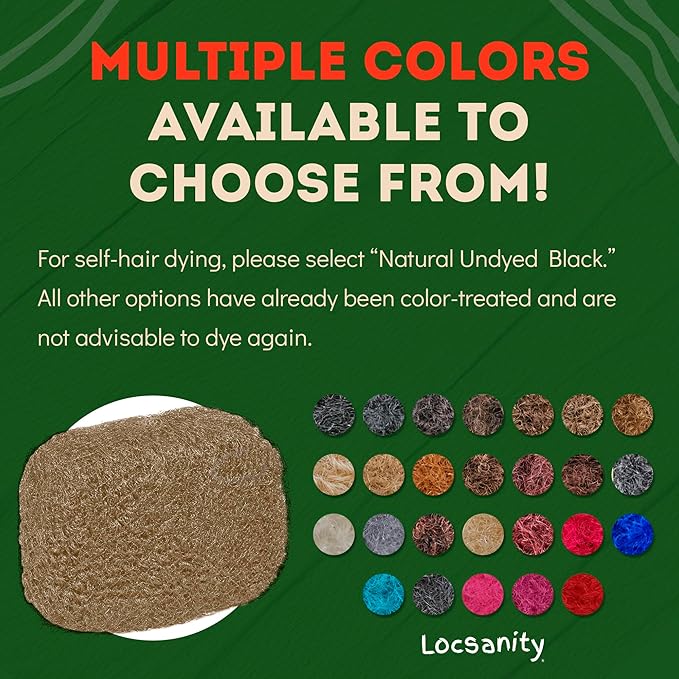 Locsanity Afro Kinky 100% Bulk Natural Human Hair - Braiding Hair for Dreadlocks, Loc Repair, Dreadlock Extensions, Twists, Braids - 16 Inches Long, 1 Oz