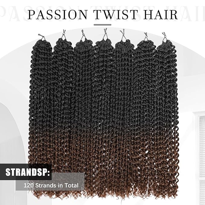 Passion Twist Hair 18 Inch 8 Packs Water Wave Crochet Hair Bohemian Braiding Hair for Boho Locs Pre Looped Crochet Braids Hair for Black Women （T/30#）