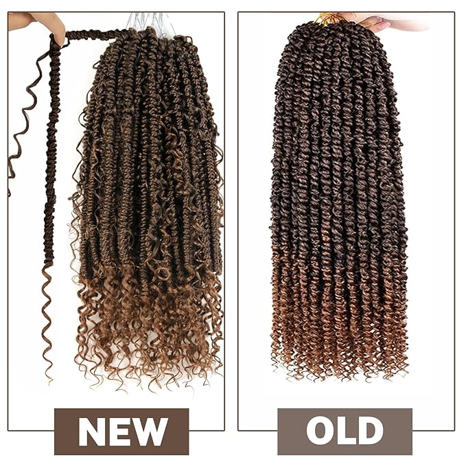 Passion Twist Hair 14 inch Passion Twist Crochet Hair 8 Pack Pre-twisted Passion Twist Braiding Synthetic Hair Extensions Soft Pre Looped Curly Ombre Brown Crochet Hair for Black Women