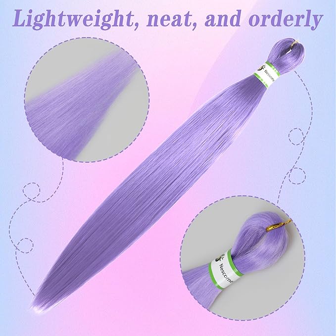 Purple Braiding Hair Pre Stretched for Braids Purple Hair Extensions Braiding Hair for Halloween Costume Cosplay(24 Inch(Pack of 8))