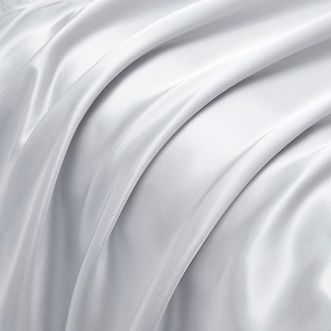 King Size Satin Pillowcase Set of 2 with Envelope Closure,Light Gray Silk Pillowcase for Hair and Skin (20x36)