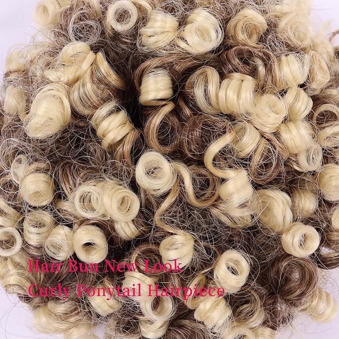 Afro Puff Ponytail for Black Women Culy Wavy Short Drawstring Ponytail Extension Synthetic Hairpieces Mini Afro Bun(4/613#)