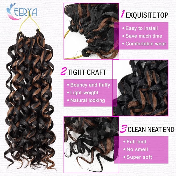 7 Packs GoGo Curl Crochet Hair 12 Inch Short Curly Crochet Hair for Women Water Wave Beach Curl Deep Twist Crochet Braids Synthetic Braiding Hair Extensions (12 Inch, P30)