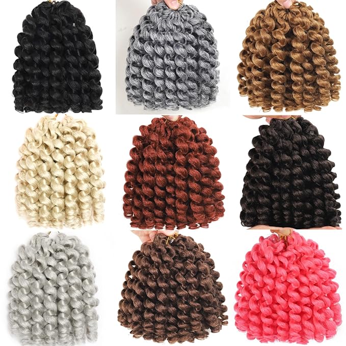 Green Ombre 3Packs 2X Ringlet Wand Curl Jamaican Bounce 8 inch Synthetic Crochet Hair Extensions Crochet Braiding Hair 60 Roots