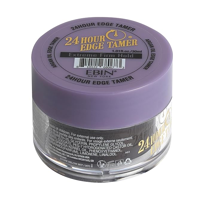 EBIN NEW YORK 24 Hour Edge Tamer Extreme Firm Hold 1.01Fl Oz Strong Edge Control Gel, No Flaking, Sleek Smooth Finish, Long Lasting, Argan & Castor Oil