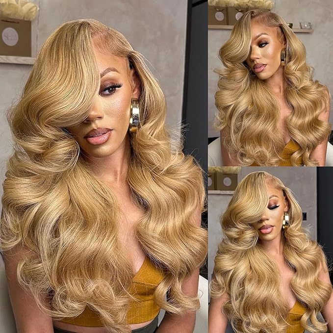 UMEGOOD 250% Density Honey Blonde Wig Human Hair 13x6 HD Transparent Lace Front Wigs Human Hair Pre-Plucked 13x6 Blonde Body Wave Glueless Light Brown Lace Front Wigs Human Hair