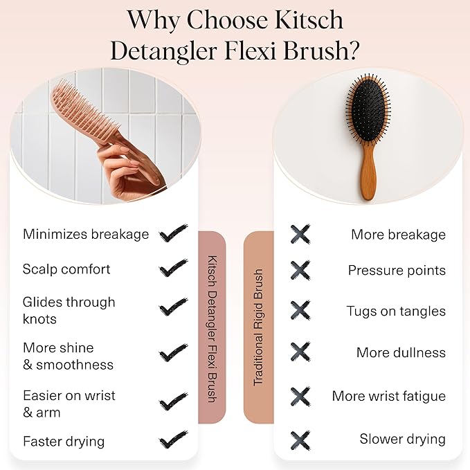 Kitsch Detangler Brush – Flexible Curly Hair Brush for Women, Men & Kids | Detangling Hairbrush with Bendable Frame and Ultra-Smooth Bristles for Wet or Dry Strands - Terracotta