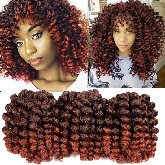 3Packs JAMAICAN BOUNCE African Collection Crochet Braiding Hair Ginger Crochet Hair Wand Curl Crochet Braids 60 Strands Ombre Synthetic Twist Hair T350