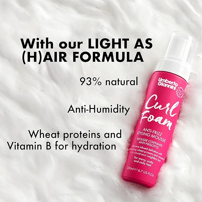 Umberto Giannini Curl Jelly & Foam Mousse Duo - Vegan & Cruelty-Free Styling Gel and Mousse for Defrizzing Curly or Wavy Hair