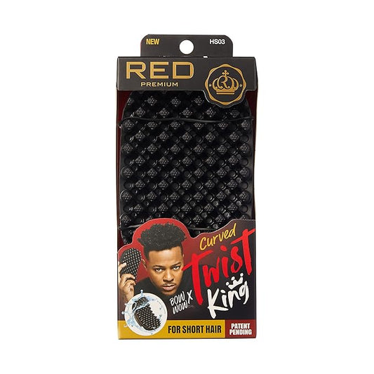 Red by Kiss Bow Wow X Twist King Luxury Twist Styler Washable, Durable, Crumb Free, Twist Brush for Afro Curl (Curved&Dense)