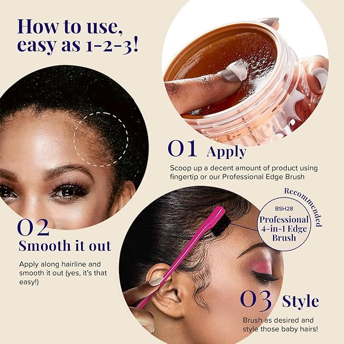 Red by Kiss Edge Fixer Hair Shine Gel, 24 Hour Max Hold, Non-Flaking, Biotin B7 Infused, Natural Styling, Professional Edge Control Wax, Perfect for Braiding (Sweet Lychee)