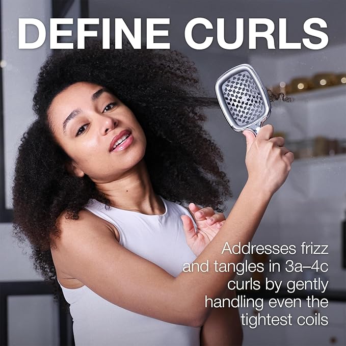 Janeke Superbrush Detangling Brush for Soft Smoothing Hair Brushing with Anti-Static Bristles - Vented Wet Hair Brush for Blow Drying Use - Perfect for Curly, Thick, Wavy, Fine Hair Types (Silver)