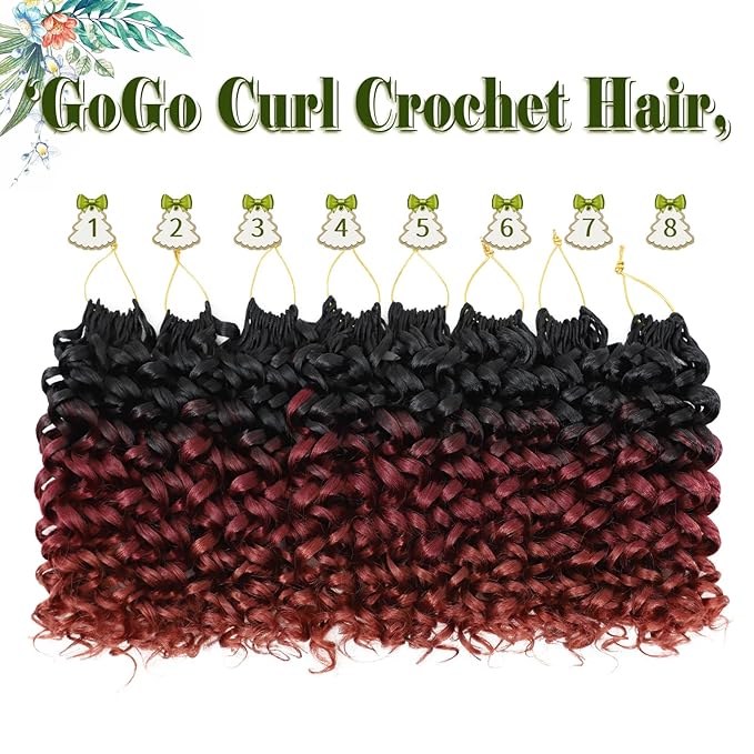 Vomella GoGo Curl Crochet Hair 8 Packs Water Wave 10 Inch Curly Crochet Hair for Women Short Beach Curl Synthetic Deep Twist Hair Extensions(1b/530/350#)