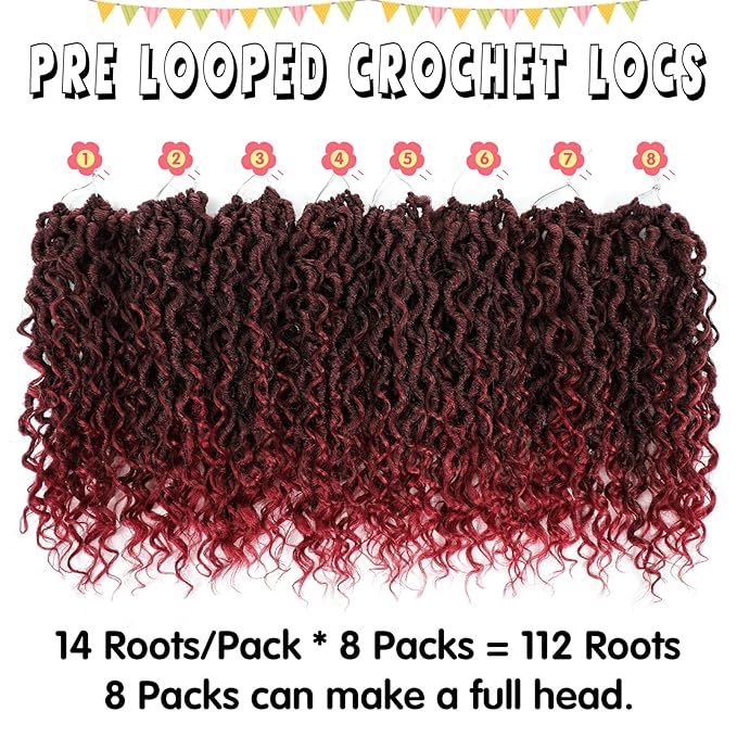 Fulcrum Goddess Locs Crochet Hair 12 Inch, 8 Packs New Faux Locs Crochet Hair for Black Women, Crochet locs with Curly Ends (12Inch (Pack of 8), TBUG#)