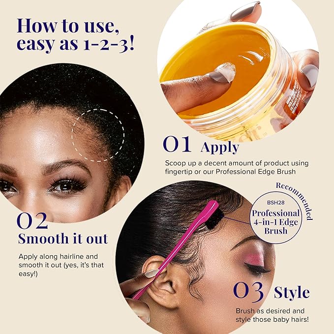 Red by Kiss Edge Fixer Hair Shine Gel, 24 Hour Max Hold, Non-Flaking, Biotin B7 Infused, Natural Styling, Professional Edge Control Wax, Perfect for Braiding (Lemon Drop)