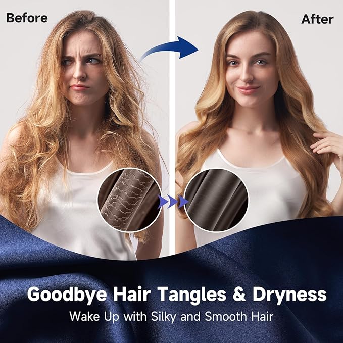 Umisleep Double-Sided 100% 22 Momme Mulberry Silk Bonnet for Sleeping Women, Large Silk Hair Wrap for Long Curly Hair, Non-Slip Sleep Cap with Adjustable Band, Navy Blue