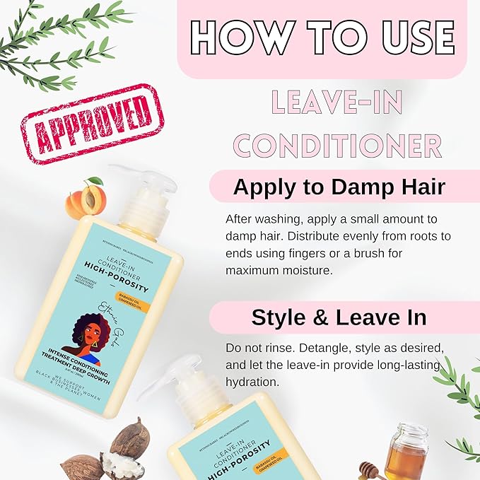 Ethnic Gals High Porosity Leave In Conditioner, with Shea Butter & Aloe - 9.5 fl oz - Deep Moisturizing Conditioner Hydration for Curly Natural Hair, High Porosity Hair Products