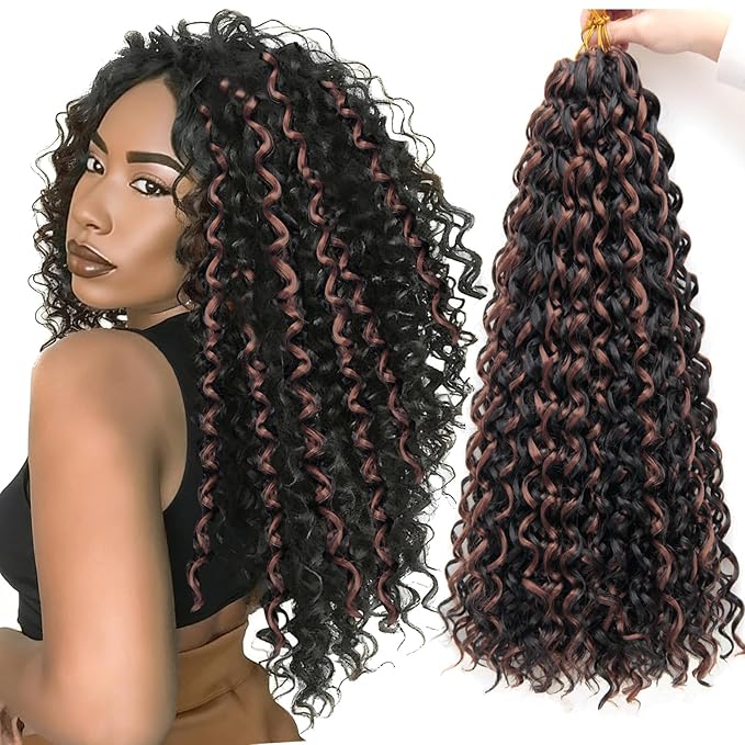 YXCHERISHAIR Curly Crochet Hair GoGo Curl Crochet hair for Women 8Packs Deep Wave Braiding hair,Synthetic Bohemian Crochet Braid Water Wave Crochet hair Extensions(P1B/30,18Inch)