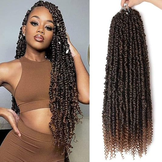Passion Twist Hair - 8 Packs 24 Inch Passion Twist Crochet Hair For Black Women, Crochet Pretwisted Curly Hair Passion Twists Synthetic Braiding Hair Extensions(24 Inch 8 Packs, T30)