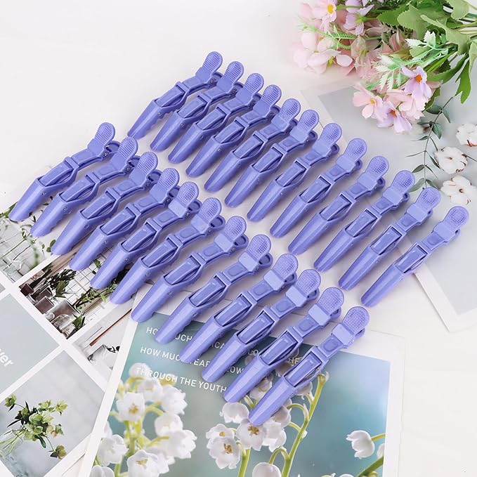 Ondder 24 Pack Alligator Hair Clips, 4.5 inch Clips for Hair Sectioning, Hair Styling Accessories for Women Men Girls Teens, Dark Purple