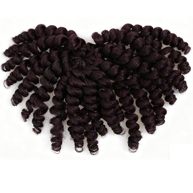 99J Short Jamaican Bounce Crochet Hair 3 Packs 2X Ringlet Wand Curl Crochet Hair 8 Inch Curly Crochet Hair Extensions Burgundy Curly Crochet Braiding Hair 100 Roots