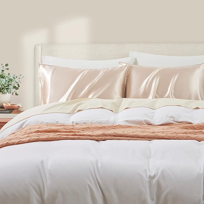 King Size Satin Pillowcase Set of 2 with Envelope Closure,Taupe Silk Pillowcase for Hair and Skin (20x36)