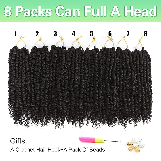 Passion Twist Crochet Hair 10Inch Passion Twist Hair 8 Packs Pre-Twisted Passion Twist Crochet Hair for Black Women Soft Passion Twist Curly Crochet Hair 4#