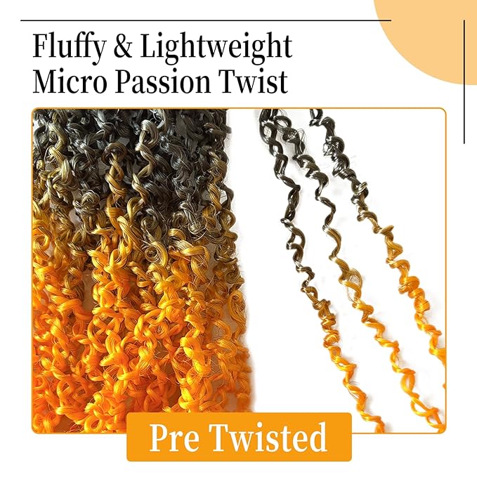 16 Inch Pre-Looped Yanky Twist Crochet Hair, 30 Strands/Pc, Mini Passion Twists, Senegalese Braiding Hair (OTGinger, 8 Pcs/Pack)