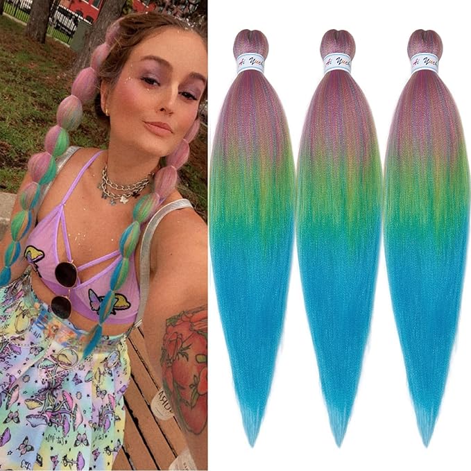 A Yuchen Colored Ombre Braiding Hair Pre Stretched Prestretched Braiding Hair Ombre Kanekalo Hair Extensions for Braiding Synthetic Knotless Kids Micro Jumbo Box Braids Hair