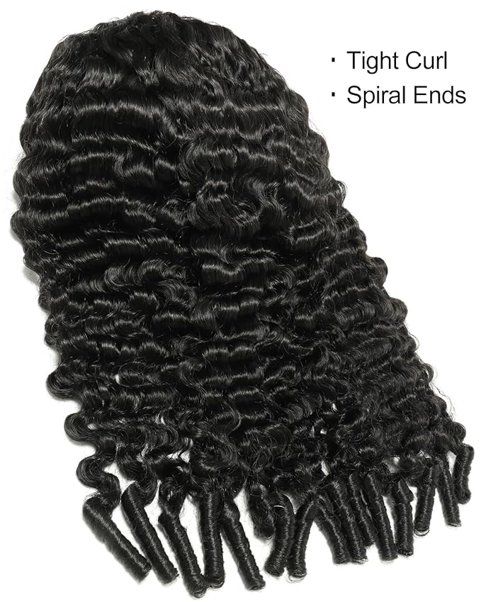 BEEOS Burmese Curly Half Wig Human Hair 16 Inch, 180% Density Drawstring Seamless Flip Over Glueless Half Wigs for Women, Tight Curl Beginner Friendly