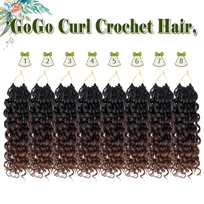 Vomella GoGo Curl Crochet Hair 8 Packs 10 Inch Curly Crochet Hair for Women Water Wave Beach Curl Synthetic Deep Twist Crochet Hair Extensions T1B/4/30