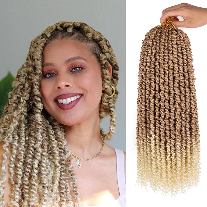 Xtrend 8packs 22inch Pre-twisted Passion Twist Hair Natural Black Pre-looped Passion Twists Crochet Braids Synthetic Hair Extensions Crochet Hair For Women (8packs, 27613#)