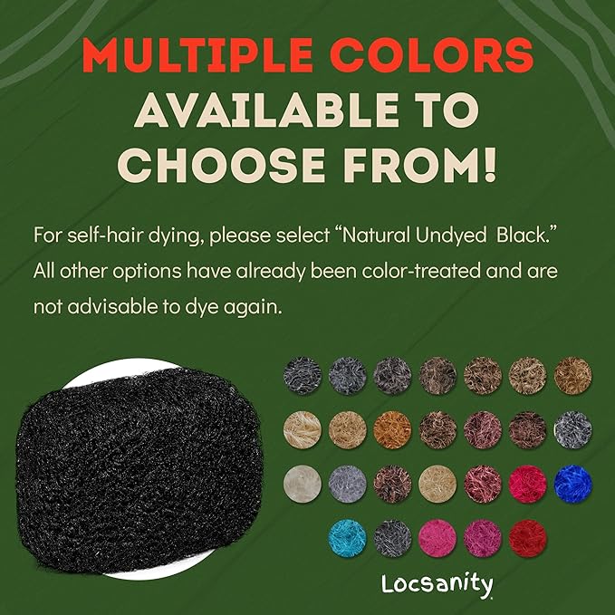 Locsanity Afro Kinky 100% Bulk Natural Human Hair - Braiding Hair for Dreadlocks, Loc Repair, Dreadlock Extensions, Twists, Braids - 8 Inches Long, 1 Oz #1B