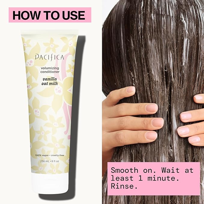 Pacifica Vanilla Oat Milk Volumizing Shampoo & Conditioner Set – Fuller, Bouncier Hair, Fine Or Flat Hair Solution, Sulfate-Free, 100% Vegan Hair Care