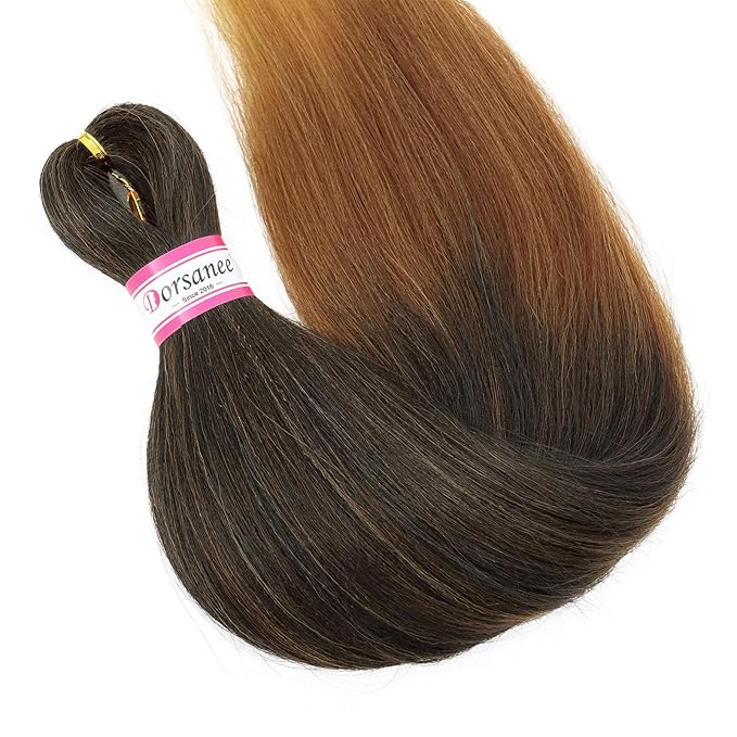 Dorsanee Braiding Hair Pre Stretched 22 Inch 8 Packs Black to Brown Ombre Braiding Hair Extensions for Crochet Box Braids Twists Locs Hair Soft Yaki Texture Hot Water Setting (22inch,#1B/30/27)