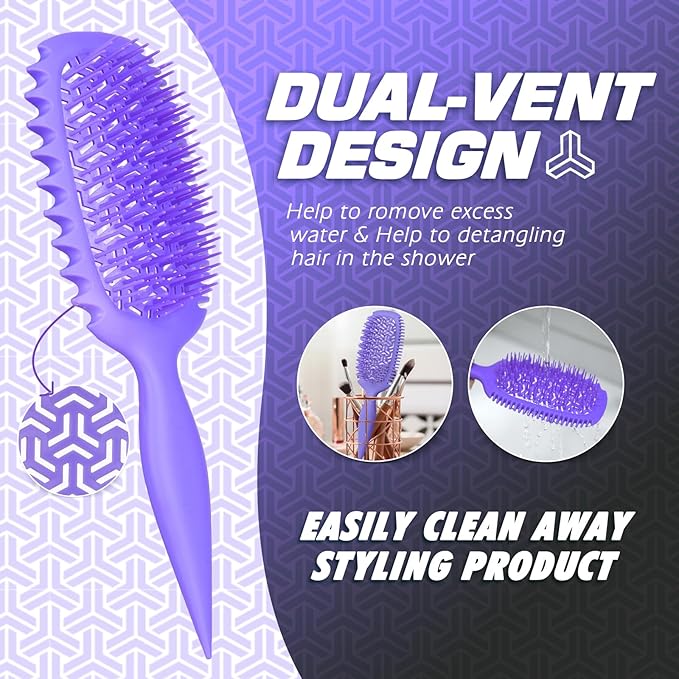 Candy Brush Curl Defining Vented Hair Brush for Effortlessly Detangling Shaping and Styling, Airflow Brush with EdgeLift for All Wet or Dry Hair Types for Women and Girl, Reduce Pulling and Frizzing