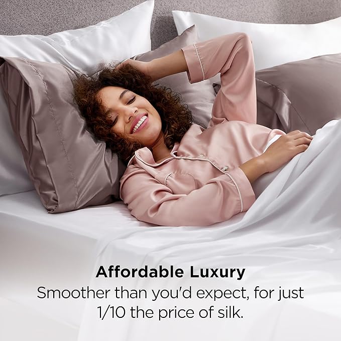 Bedsure King Size Satin Pillowcase Set of 2 - Dusty Rose Silky Pillow Cases for Hair and Skin with Envelope Closure, Similar to Silk Pillow Cases, Gifts for Women Men, 20x36 Inches, 2pcs