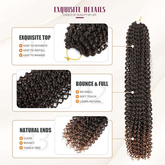 Dansama Passion Twist Hair Water Wave Braiding Hair for Butterfly Style Crochet Braids Bohemian Hair Extensions (22inch (Pack of 7), T1B/30)