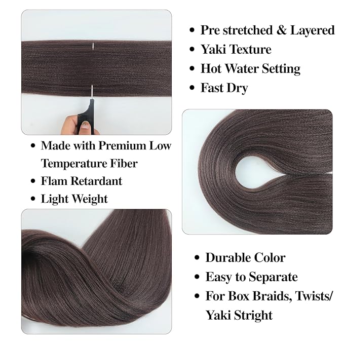 Dark Brown Braiding Hair Pre stretched for Box Braids Twist Knotless Ez Braid Pre stretched Braiding Hair